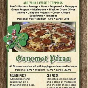 Menu: Create a Pizza and Gourmet Pizza