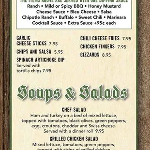 Menu: Things to Share, Soups &amp; Salads