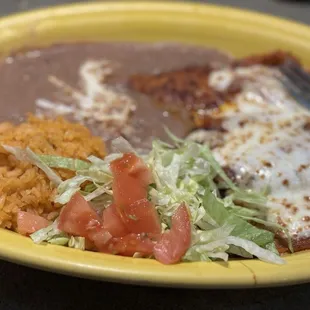 Enchilada plate with michoacanas enchiladas
