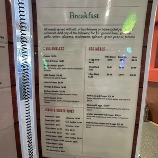 the breakfast menu
