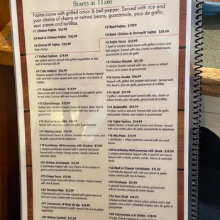 Lunch &amp; Dinner menu