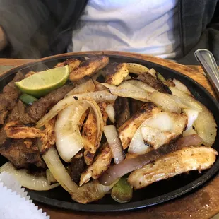 Chicken and beef fajitas