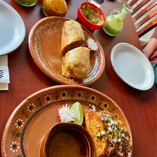 two plates of food on a table