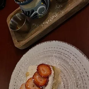 Tres leches and plain churros