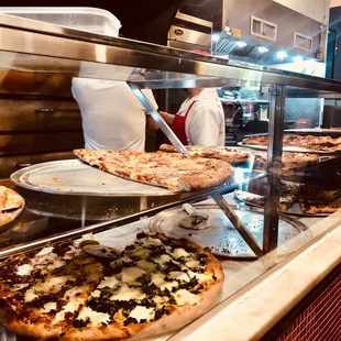 a variety of pizzas