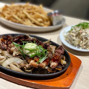 two plates of food on a table