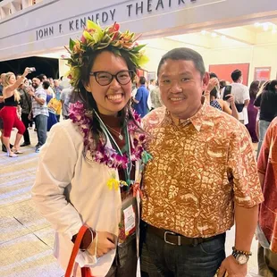 Proud uncle with favorite niece wearing this stunning lei po&apos;o.