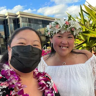 My custom haku lei and the orchid lei that I purchased for my guests