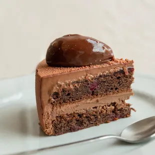 a piece of chocolate cake