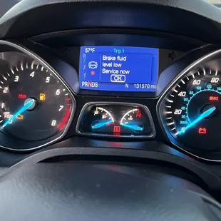 Brake fluid empty light on inside my car