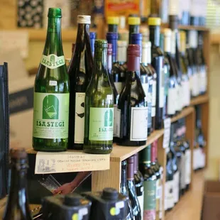 bottles of wine on a shelf