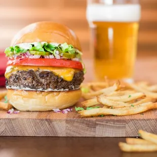 Classic American Burger featuring Tillamook cheddar cheese