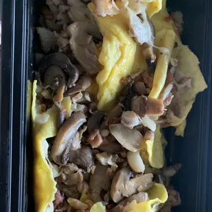 n omelet with mushrooms and onions