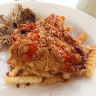 Big Piece with Hot Sauce.