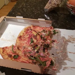 a half eaten pizza