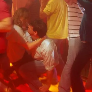 dancing at &apos;Paula &amp; Raiford&apos;s Disco&apos;