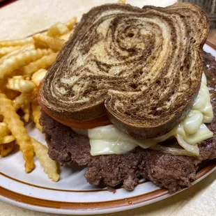 Patty melt and fries