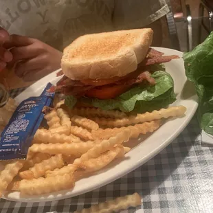 BLT Sandwich with fries.
