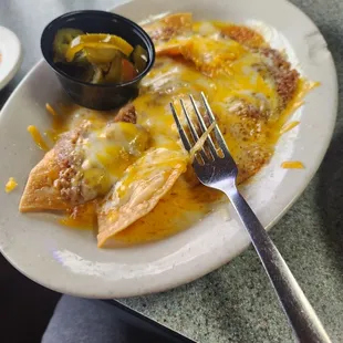 Half order of bean and cheese nachos