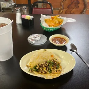 My Chorizo con Huevos with chopped jalapeños breakfast tacos