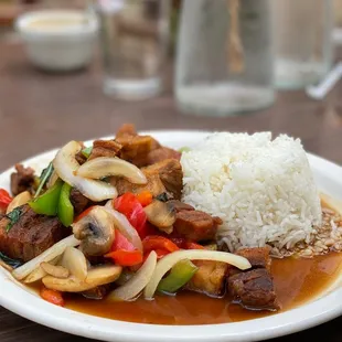 Crispy Pork Belly stir fried with Basil