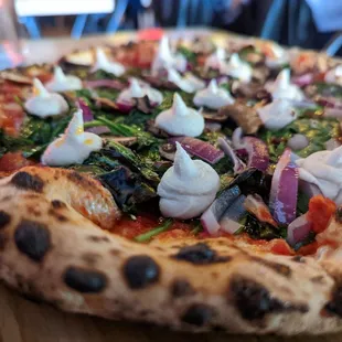 a pizza with toppings