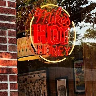 Neon sign in the window out front