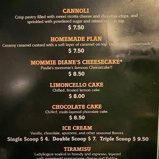 menu