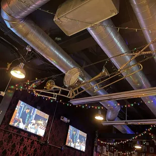 Cool decorations hanging above our table.