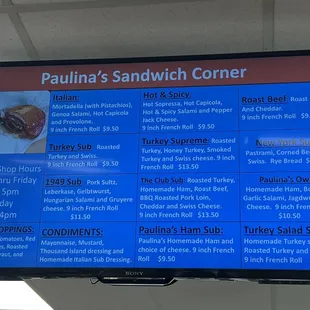 Sandwich Menu