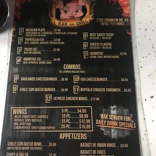 Food menu