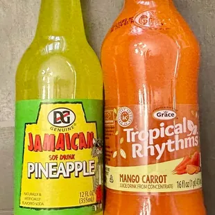 Pineapple soda and mango-carrot juice