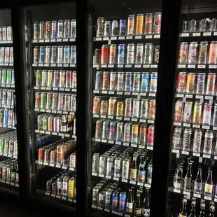 Large craft beer fridge selection.