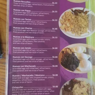 the menu