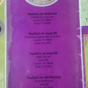 the menu