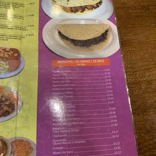 a menu for a mexican restaurant