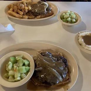Hamburger steak and sides