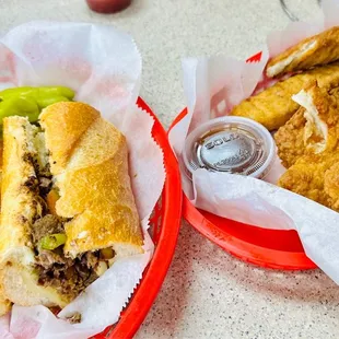 two baskets of food