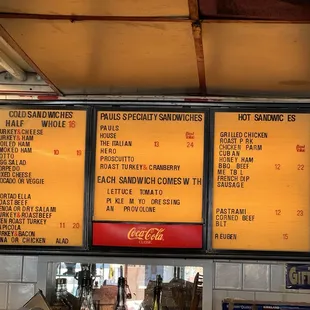 Menu pricing August 2024