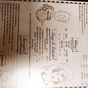 the menu for the restaurant