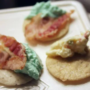 Nut thins with benedictine spread and bacon and white cheddar pimento cheese. My mouth is watering!