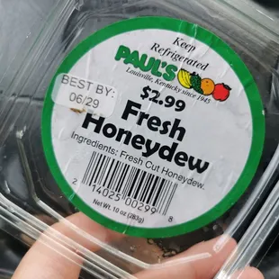 a package of fresh honeydew