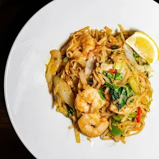 Thai Drunken Noodles with Shrimp