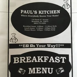 Breakfast Menu!