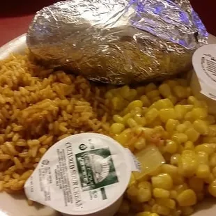 Potatoes, rice and corn added to each meal you order.