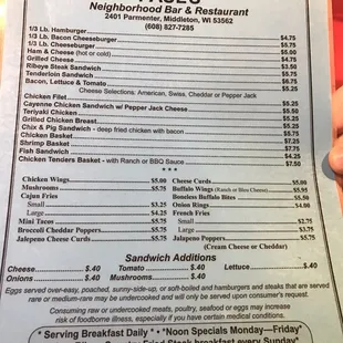 Menu to satisfy your curiosity