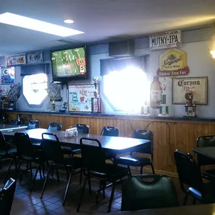 tables and chairs in a restaurant