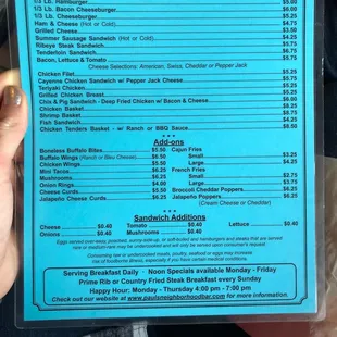 Full menu