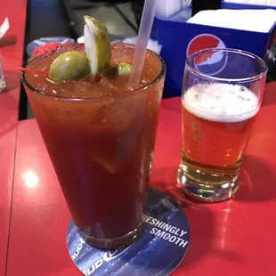 Stiff bloody, homemade &amp; served w/ a shnit! Go WI!