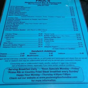 menu